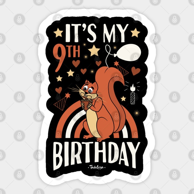 9th Birthday Squirrel Sticker by Tesszero